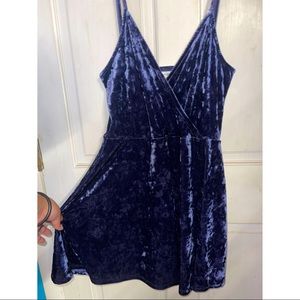 Blue velvet mini dress